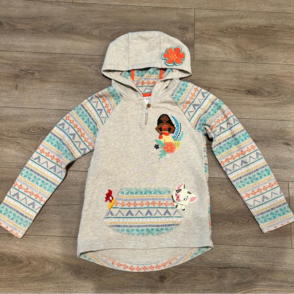 Disney Gray Moana Hoodie with Colorful Patterns - Picture 4 of 7